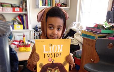 Pre-Prep in lion costume for literacy week