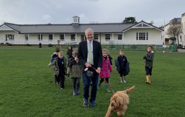 James Hooke with Pre-Preppers and Luna the dog